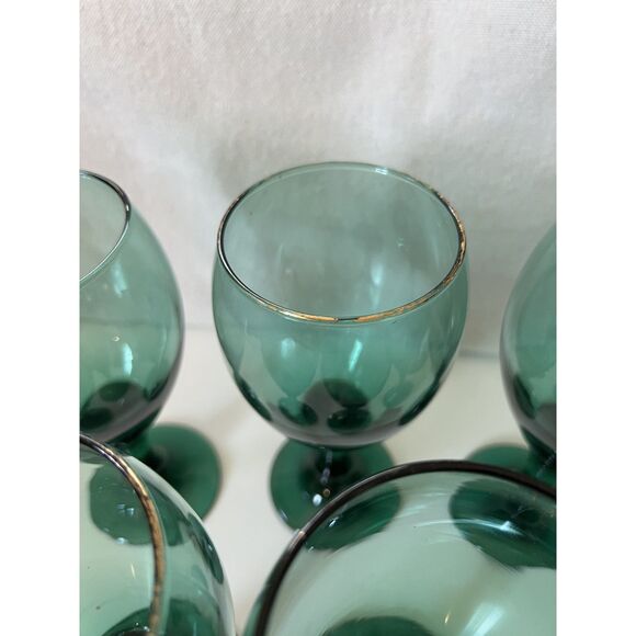 Set of 8 Vintage Libbey Teardrop Juniper Green Wine Glasses Water Goblet Bundle - Picture 4 of 12